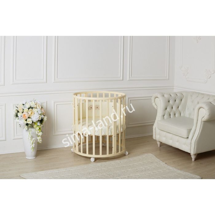 Детская кроватка-трансформер Incanto Mimi 7 в 1, круглая/овальная, слоновая кость