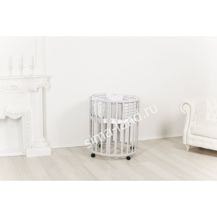 Детская кроватка-трансформер Incanto Mimi 7 в 1, круглая/овальная, серая