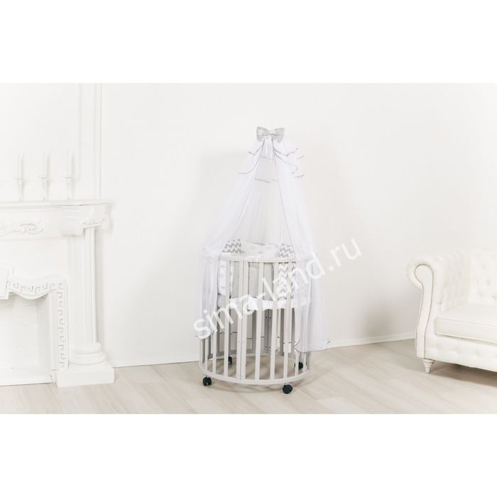 Детская кроватка-трансформер Incanto Mimi 7 в 1, круглая/овальная, серая