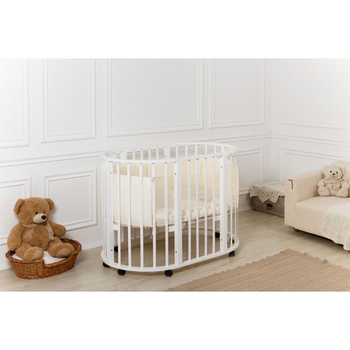 Детская кроватка-трансформер круглая Incanto Gio 9 в 1, белая,