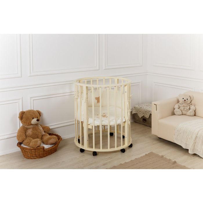 Детская кроватка-трансформер круглая Incanto Gio 9 в 1, слоновая кость,