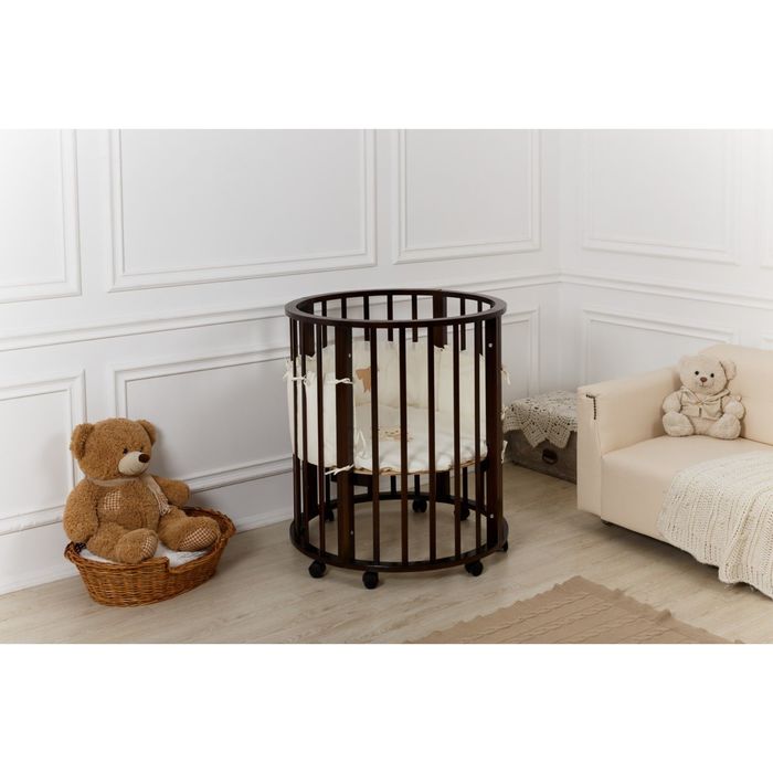 Детская кроватка-трансформер круглая Incanto Gio 9 в 1, венге,