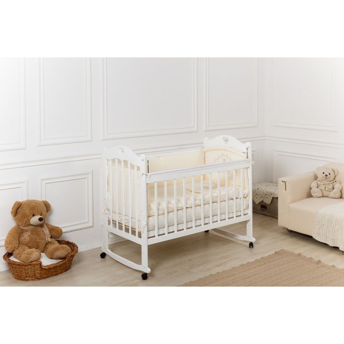 Кроватка детская Incanto Sofi с сердечком, колесо-качалка, белая
