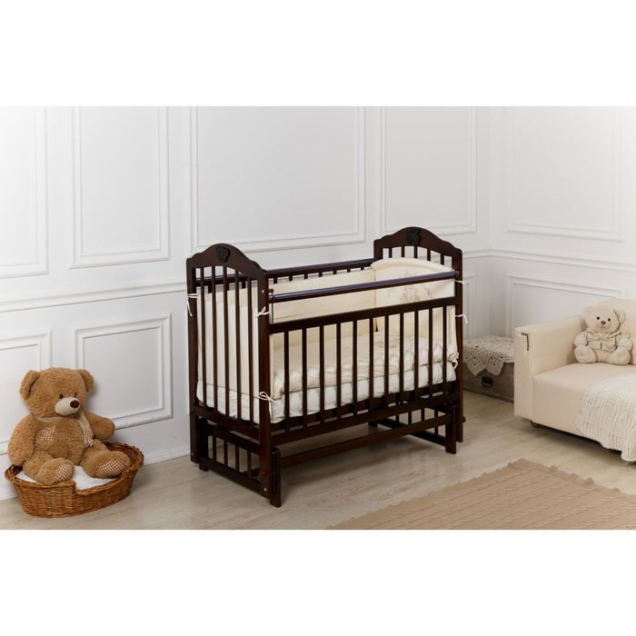 Кроватка детская Incanto Pali с мишкой, продольное качание, венге