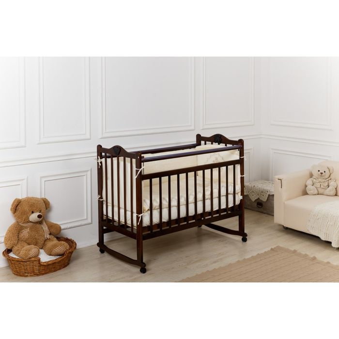 Кроватка детская Incanto Pali с мишкой, колесо-качалка, венге