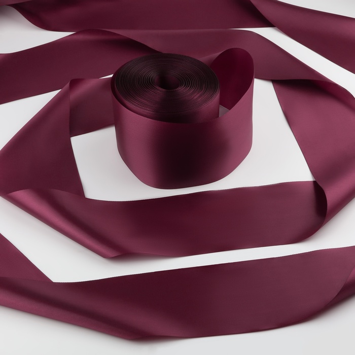 Лента атласная, 100мм, 100±1м, цвет бордовый