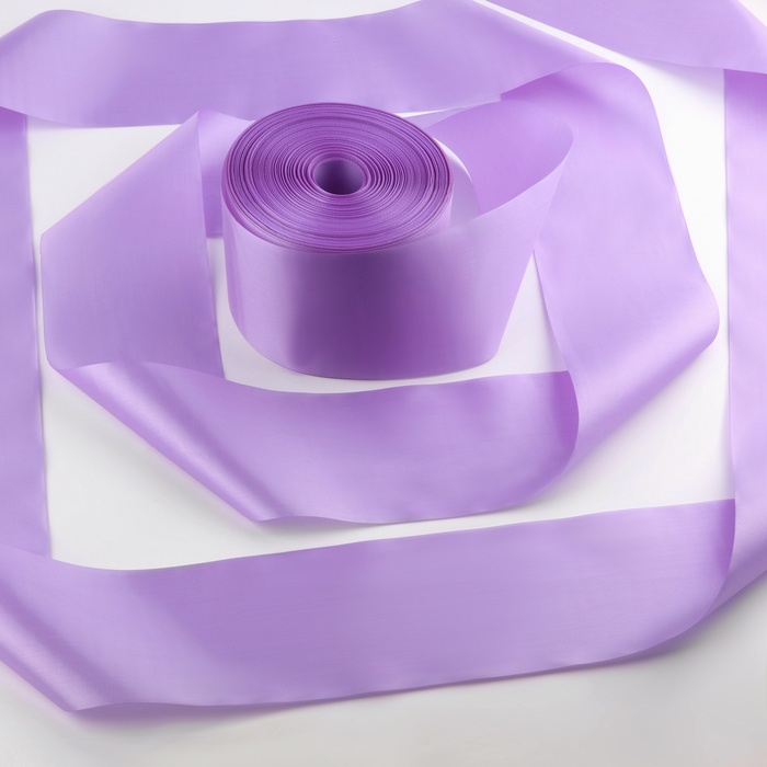 Лента атласная, 100мм, 100±1м, цвет сиреневый