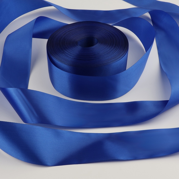 Лента атласная, 50мм, 100±1м, цвет синий