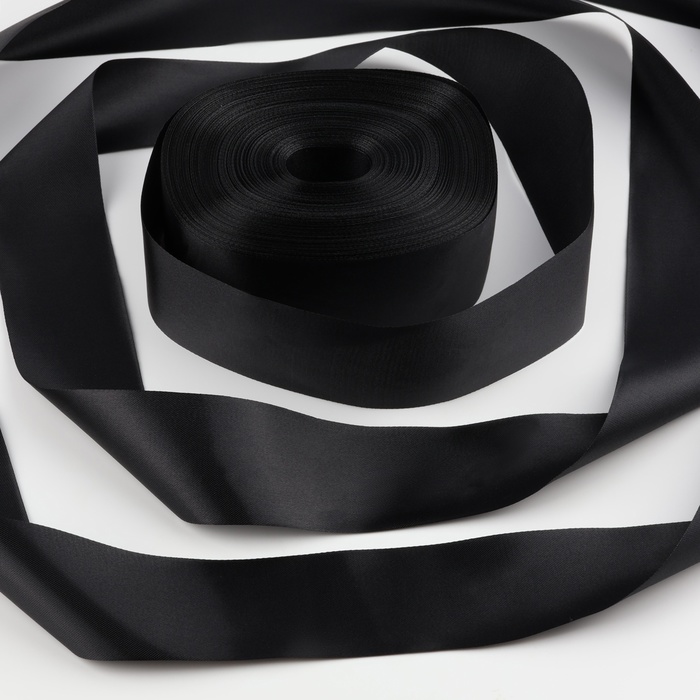 Лента атласная, 50мм, 100±1м, цвет чёрный