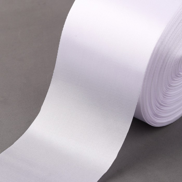 Лента атласная, 80мм, 100±1м, цвет белый