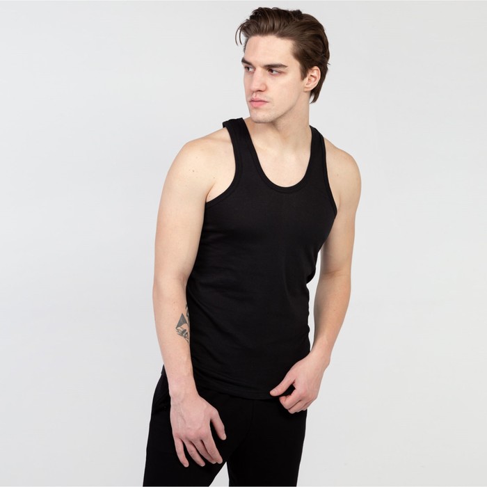 Майка однотонная мужская цвет чёрный, р-р L