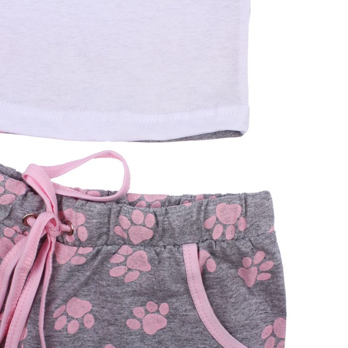 Пижама женская (футболка, бриджи) Два котенка 61 МИКС, принт Коты, р-р 42