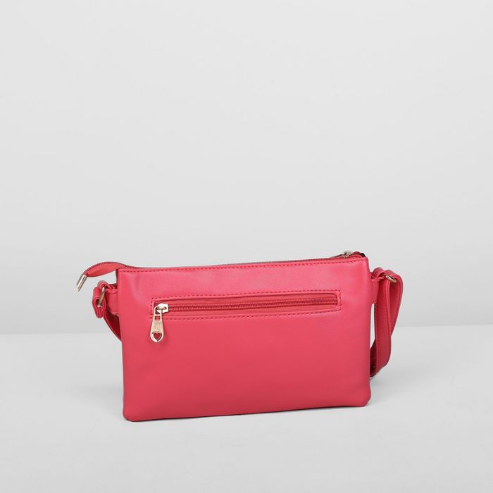 Клатч женский на молнии, 1 отдел с перегородкой, наружный карман, длинный ремень, цвет малиновый