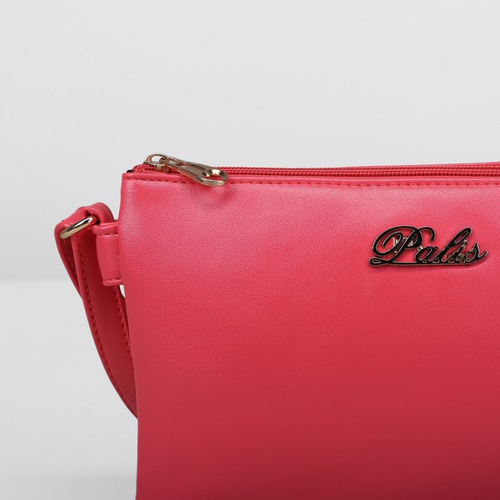 Клатч женский на молнии, 1 отдел с перегородкой, наружный карман, длинный ремень, цвет малиновый