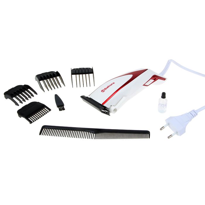 Машинка для стрижки Sakura SA-5100R, работа от сети, 240 В, 4 насадки
