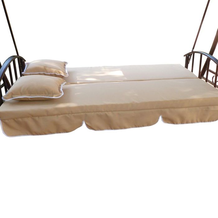 Садовые трехместные качели, коричневые