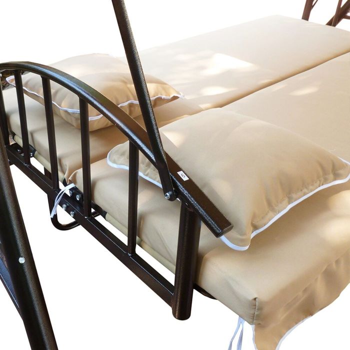 Садовые трехместные качели, коричневые