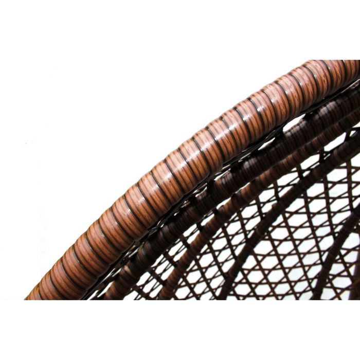 Подвесное кресло-качели на стальной штанге большие, иск. ротанг, коричневый/бежевый