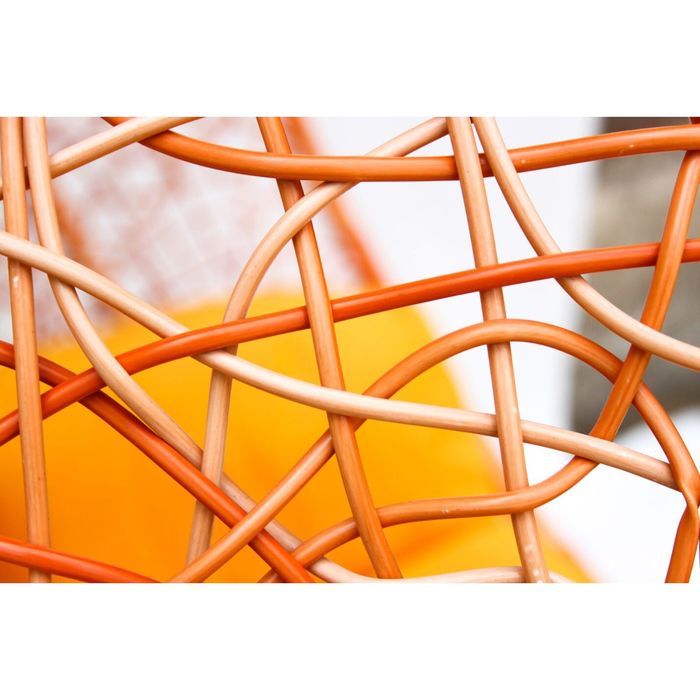 Подвесное кресло-качели на стальной штанге большие, иск. ротанг, оранжевый