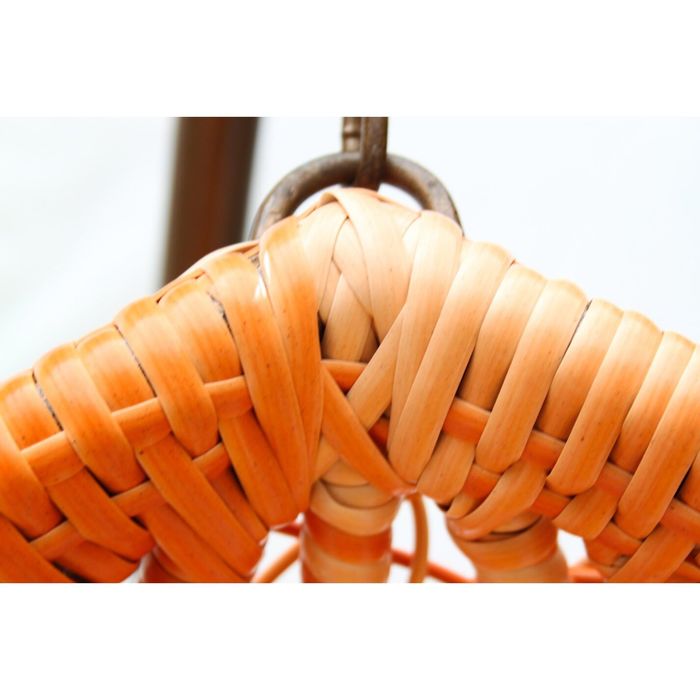 Подвесное кресло-качели на стальной штанге большие, иск. ротанг, оранжевый