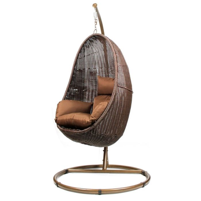 Подвесное кресло-качели на стальной штанге, коричневый