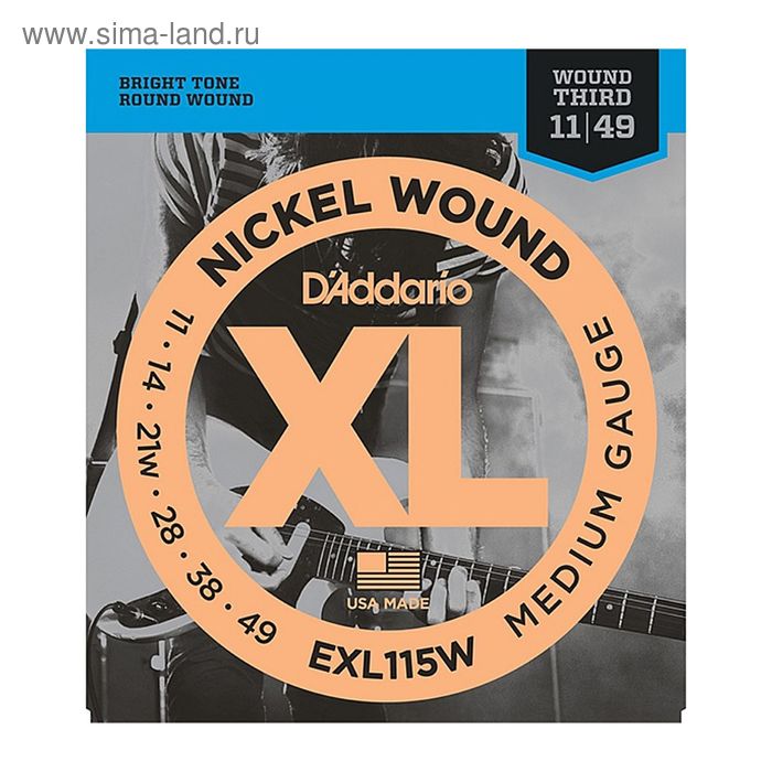 фото Струны для электрогитары d`addario exl115w xl nickel wound blues/jazz rock 3rd wound