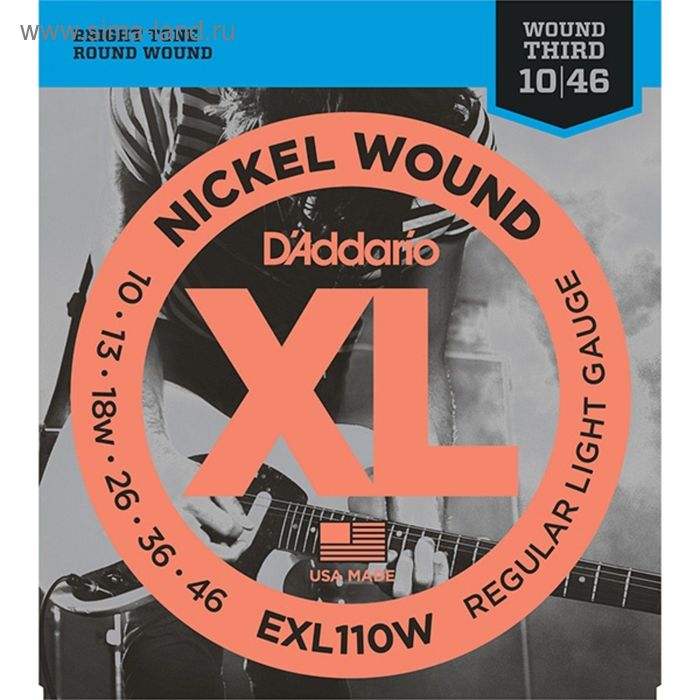 цена Струны для электрогитары D`Addario EXL110W XL NICKEL WOUND Regular Light Wound 3rd 10-46