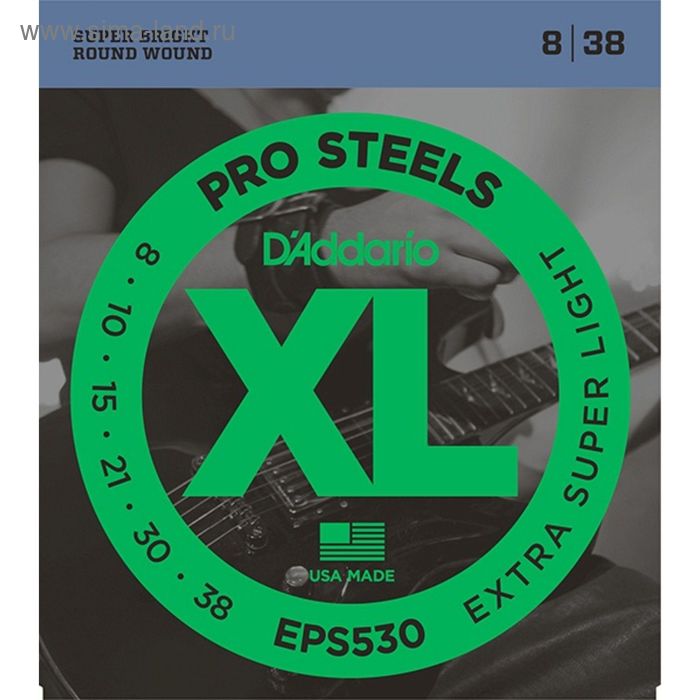 фото Струны для электрогитары d`addario eps530 xl pro steel extra-super light 8-38