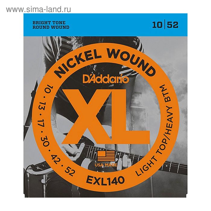 Струны для электрогитары D`Addario EXL140 XL NICKEL WOUND Light Top/Heavy Bottom 10-52 цена и фото