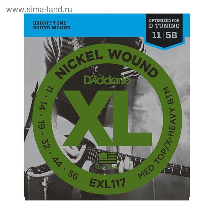 фото Струны для электрогитары d`addario exl117 xl nickel wound meduim top/extra heavy bottom