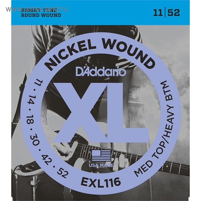 фото Струны для электрогитары d`addario exl116 xl nickel wound meduim top/heavy 11-52