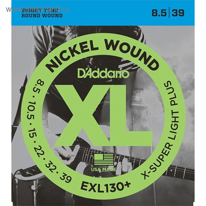 фото Струны для электрогитары d'addario exl130+ nickel wound , extra-super light plus, 8.5-39 d`addario