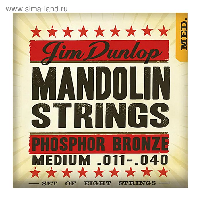 Струны для мандолины Dunlop DMP1034  фосф.бронза, Light, 10-34
