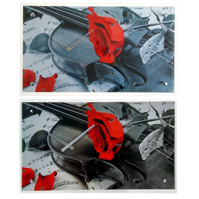 Часы настенные прямоугольные "Роза красная ", 35х60 см микс УЦЕНКА