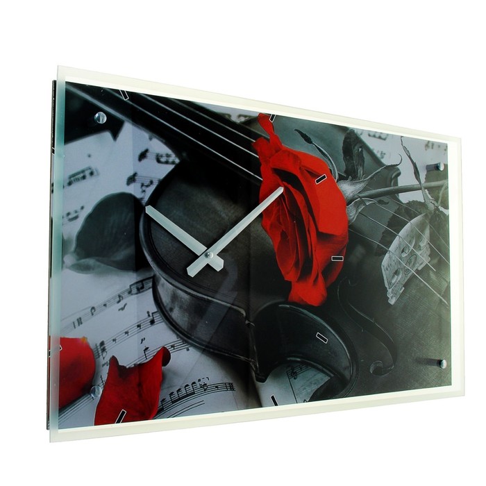 Часы настенные прямоугольные "Роза красная ", 35х60 см микс УЦЕНКА