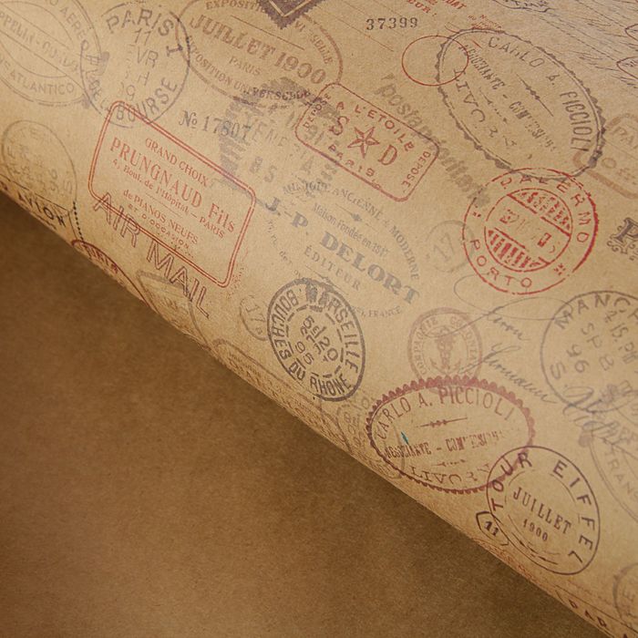 Набор бумаги упаковочной крафт "Почтовые штампы" 50 х 70 см, 10 листов