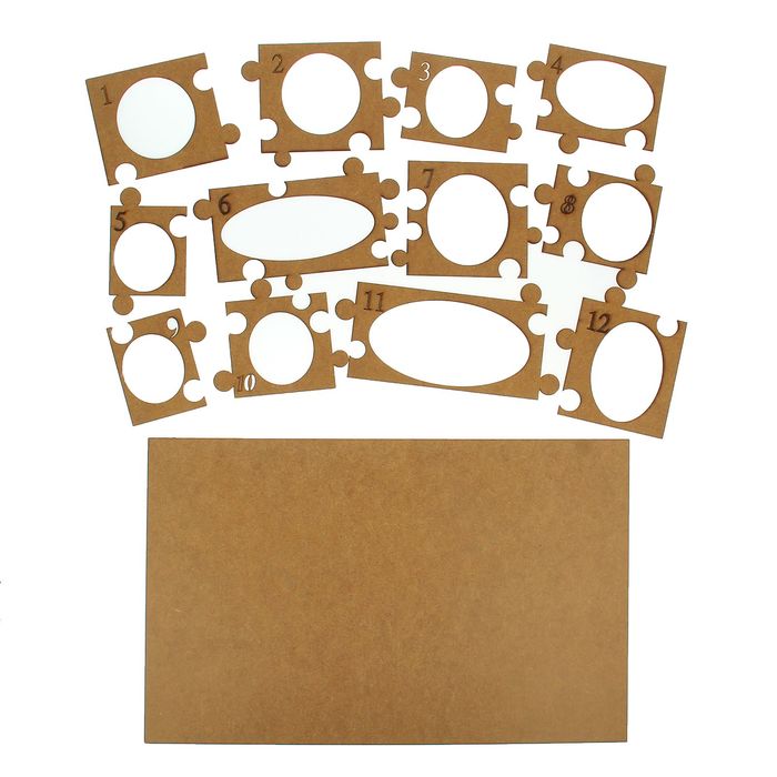 Фоторамка "12 месяцев" 55,2х35х0,6 см, для 12 фото, набор 13 деталей, неокраш. (ФР-103)