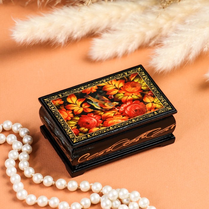 цена Шкатулка «Птица в пионах», 6×9 см, лаковая миниатюра