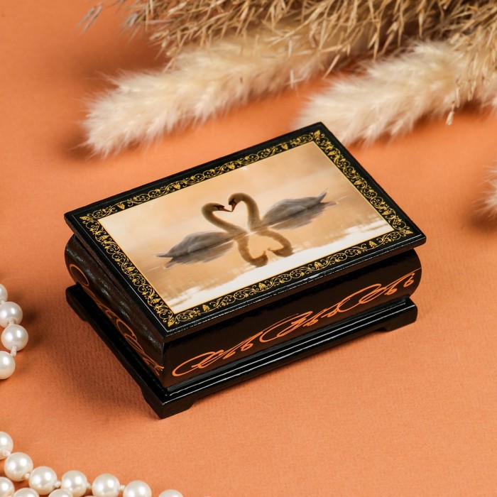 Шкатулка «Любовь», 6×9 см, лаковая миниатюра шкатулка два лебедя 6х9 см лаковая миниатюра