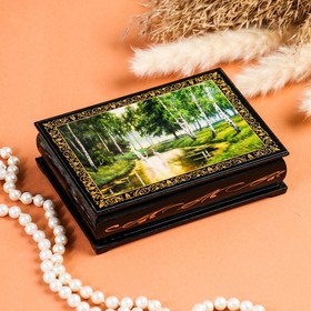 Шкатулка «Аисты в лесу», 10×14 см, лаковая миниатюра