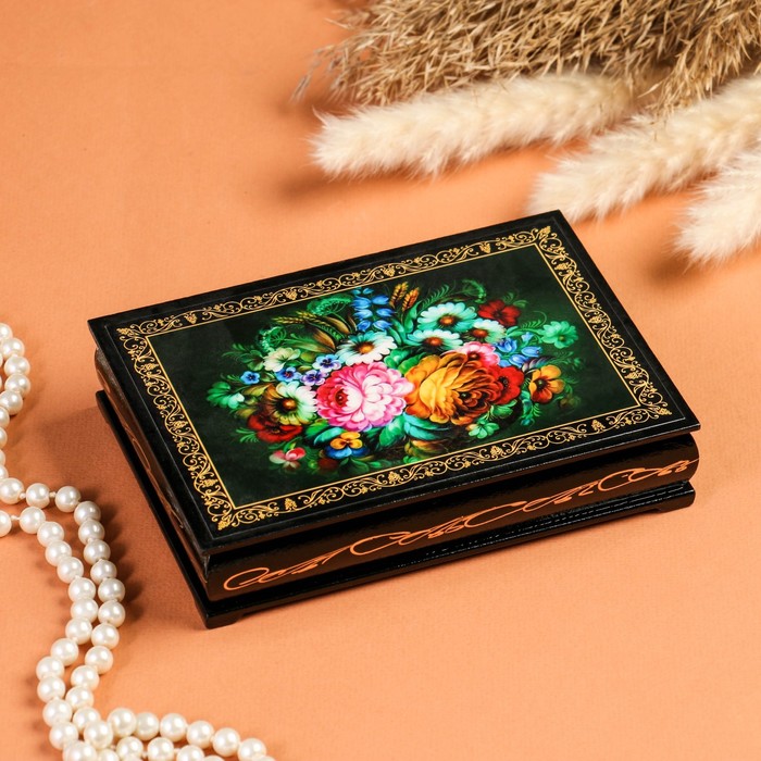 Шкатулка «Цветы», 11×16 см, лаковая миниатюра лаковая миниатюра шкатулка пенал тройка палех