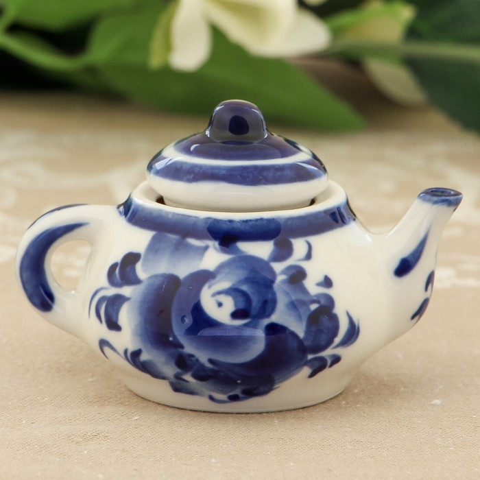 Чайник «Сувенирный», гжель, кобальт