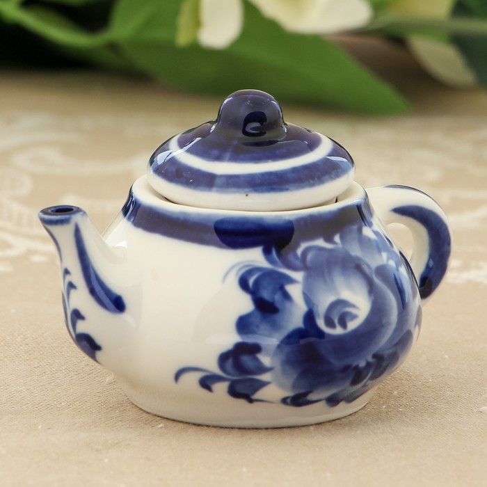 Чайник «Сувенирный», гжель, кобальт