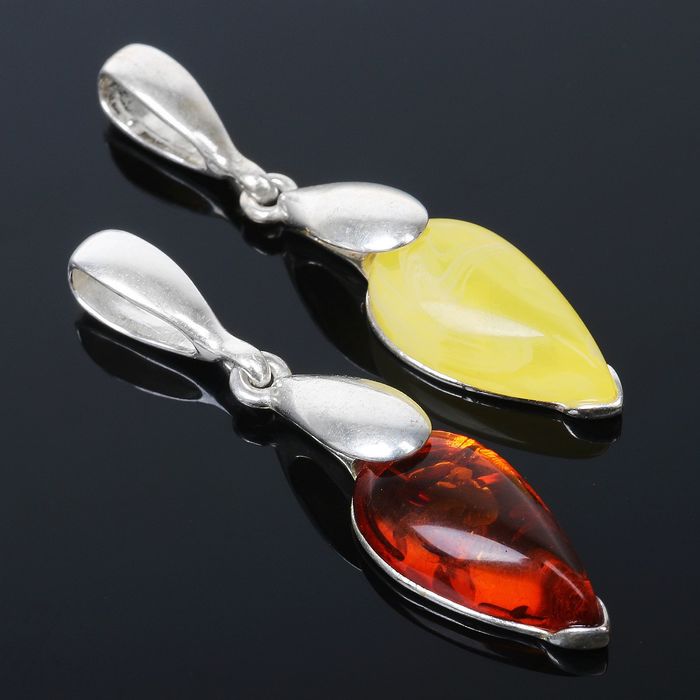 Подвеска посеребрение "Янтарь" бутон, цвет МИКС