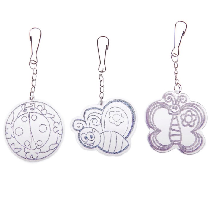 Роспись витражных брелоков с серебристым контуром "Пчёлка", набор 3 шт.