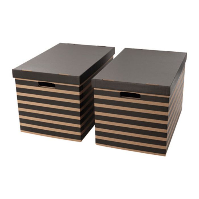 Коробка с крышкой, 2 шт, цвет черный/естественный ПИНГЛА