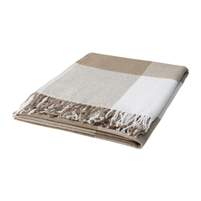 Плед, цвет бежевый/белый АННАМИА