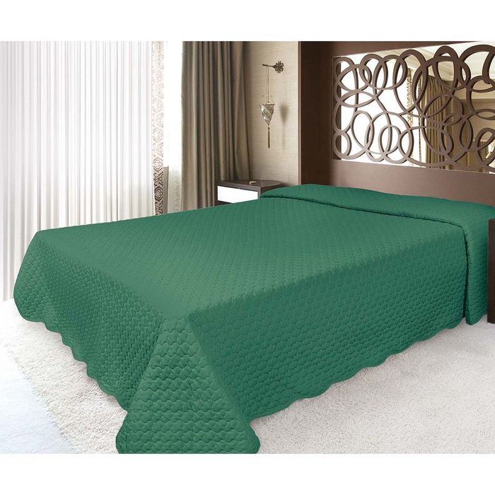 Покрывало стёганое, размер 220х240 см, цвет зелёный, микрофибра 120 г/м2 711610