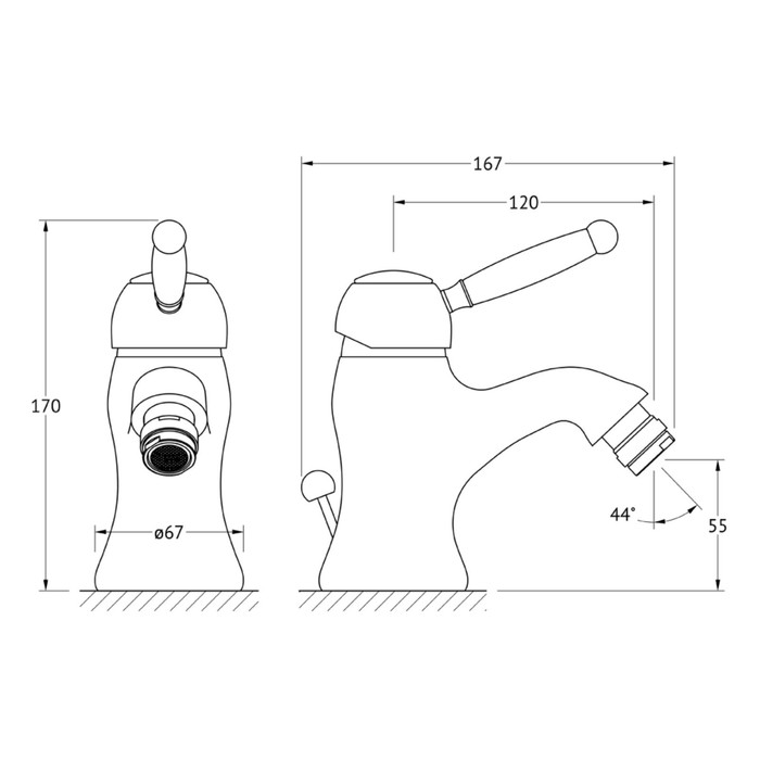 Смеситель для биде PONSI, хром, золото