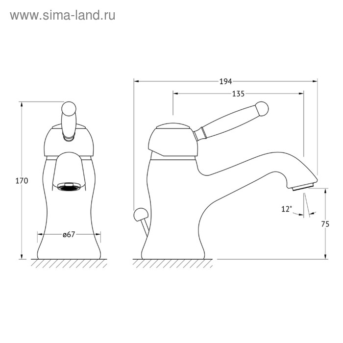 

Смеситель для раковины PONSI, хром